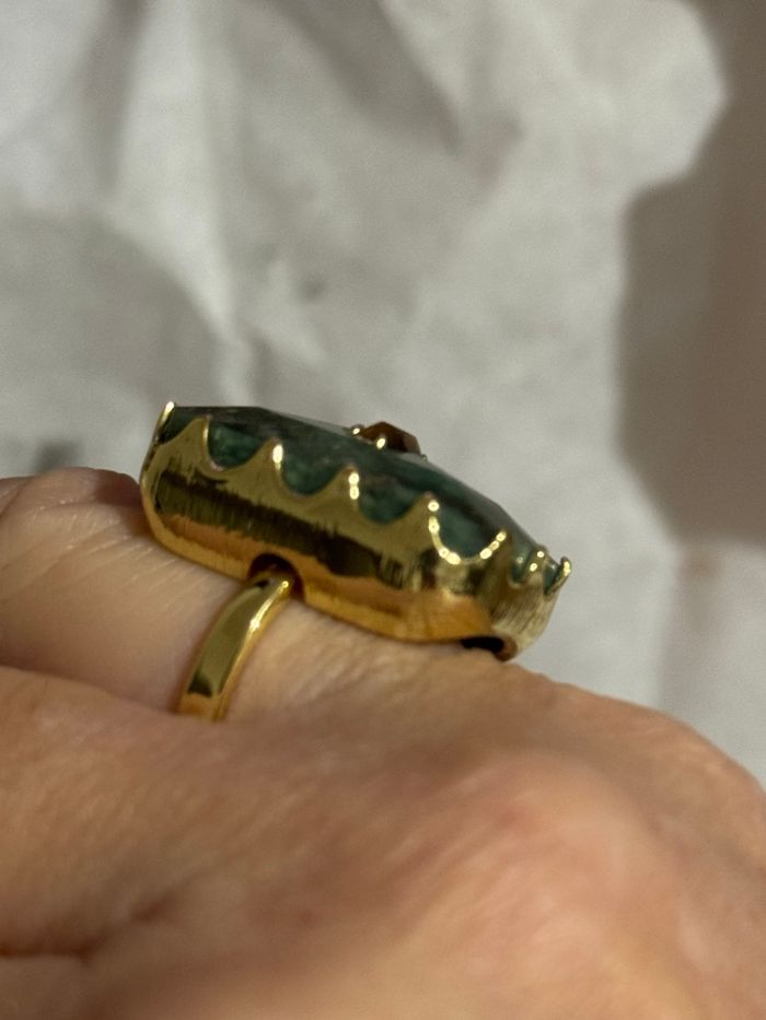 Grosse bague habaha Paris malachite œil de tigre réglable - photo numéro 4