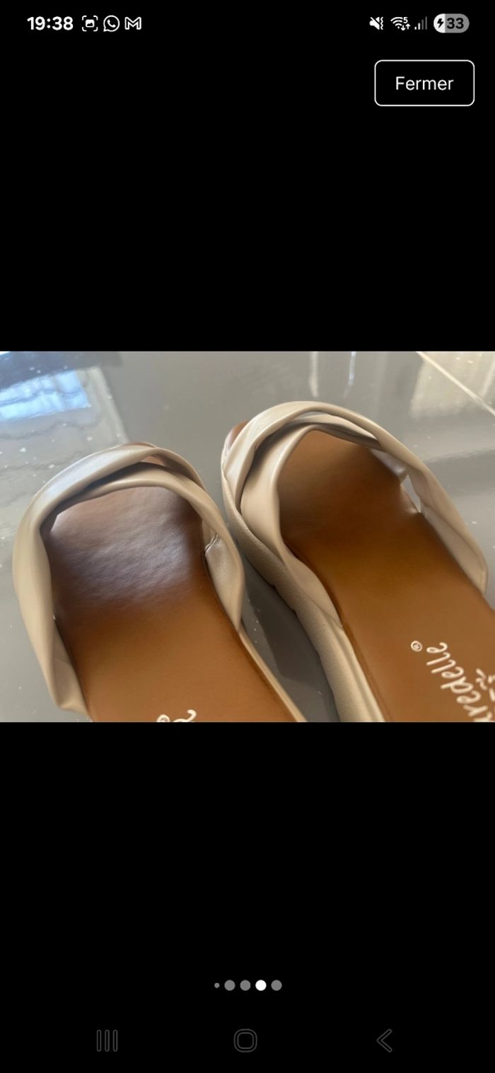 Sandales claquettes beige crème - photo numéro 6