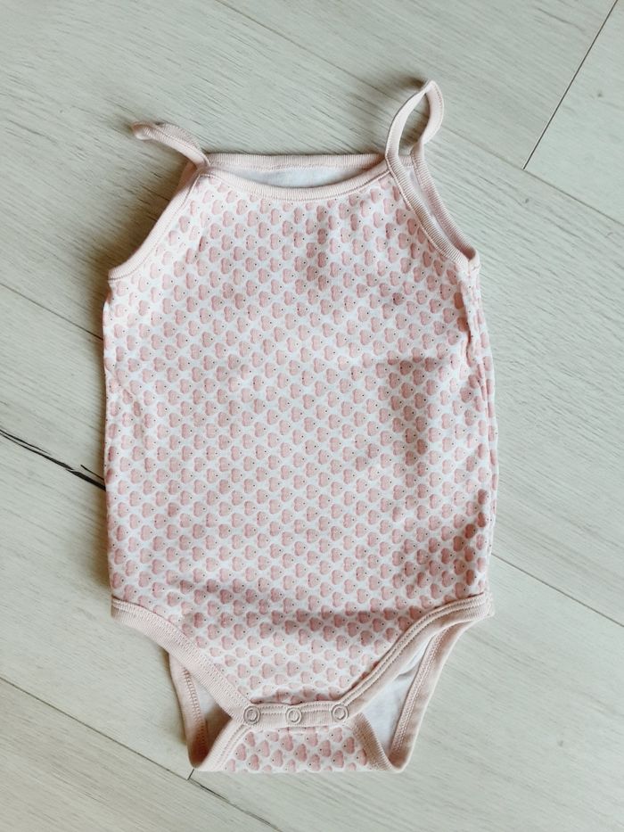 Vêtement bébé fille body bretelles rose poissons Obaïbi 18 mois