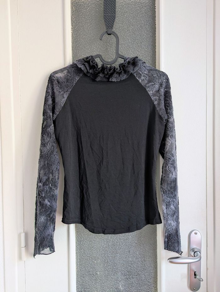 Haut manches longues noir et gris lovie paris taille s - photo numéro 2