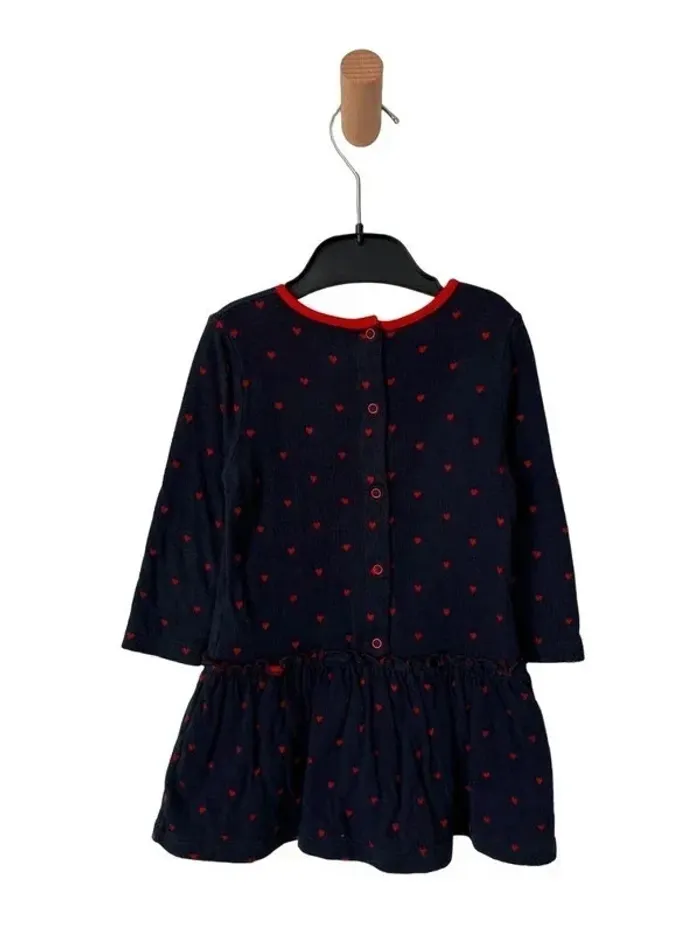 Robe à manches longues bleu marine à coeurs rouges - Petit Bateau 18 mois - photo numéro 3
