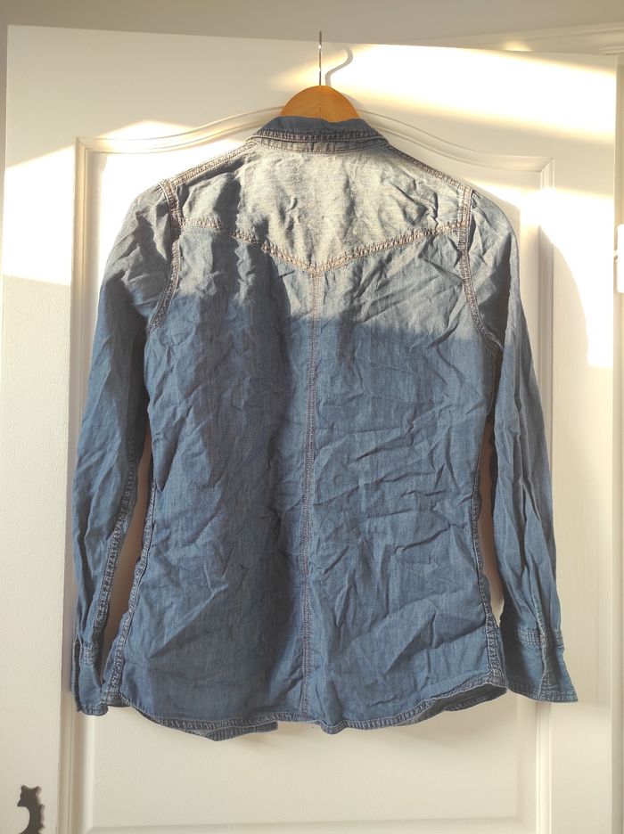 Chemise en jean cintrée bleu brut camaïeu - photo numéro 2