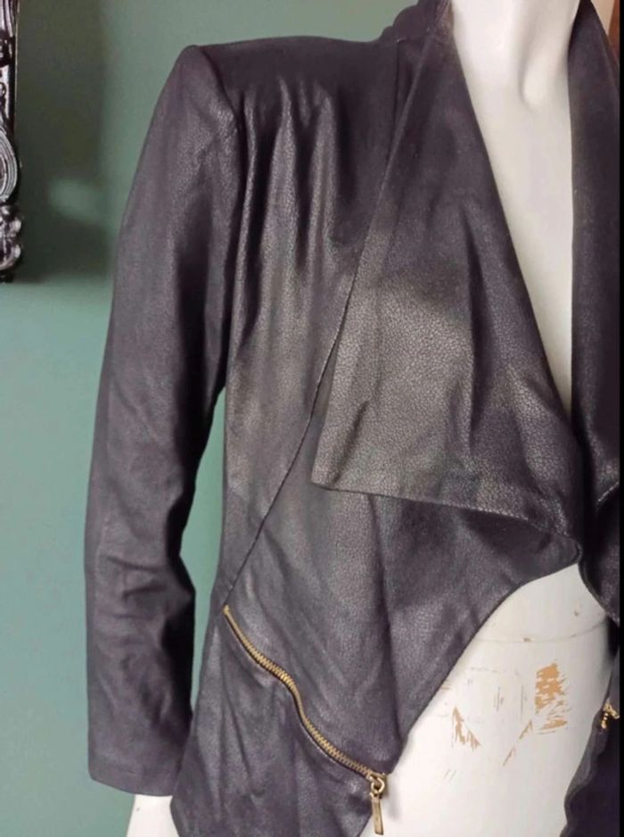 Veste simili cuir noir 36 - photo numéro 4