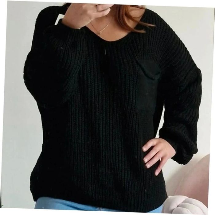 Pull en maille noir avec poche