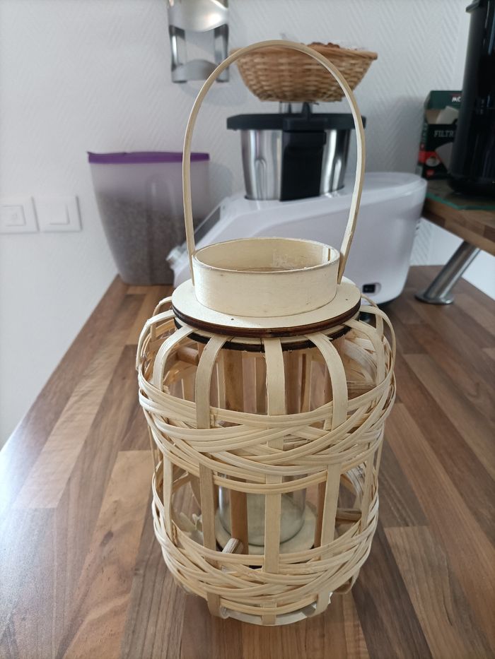 Décoration lanterne bois avec photophore - photo numéro 2