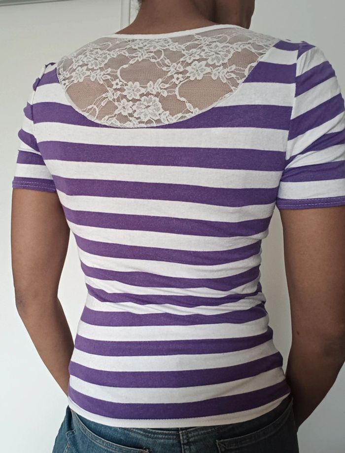 T-shirt violet/blanc - photo numéro 3