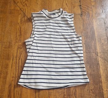 haut fille sans manche blanc à rayure marine kiabi taille 10ans