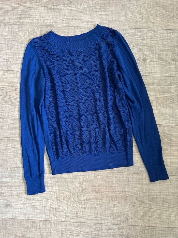 Pull bleu avec dentelle Mexx taille XS TBE - photo numéro 7