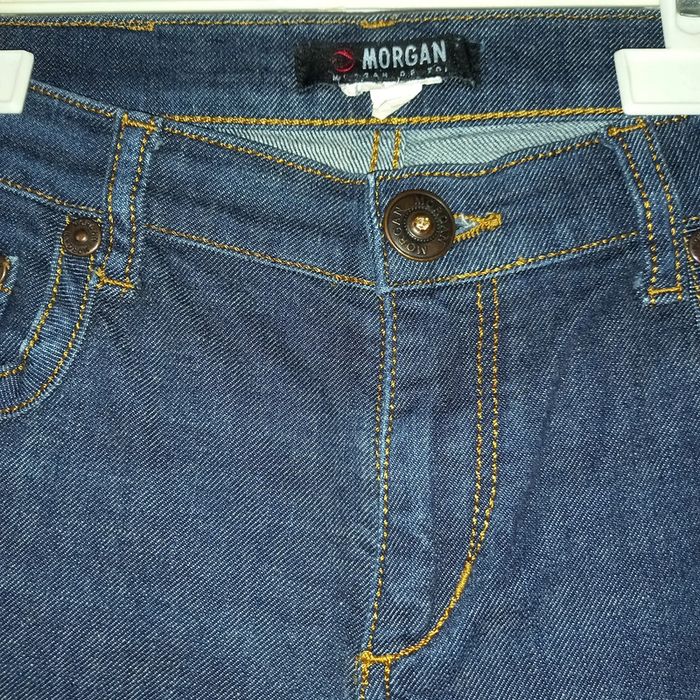 Bermuda / Pantacourt / short longueur genoux en jean Bleu brut by Morgan état neuf taille 36 - photo numéro 12