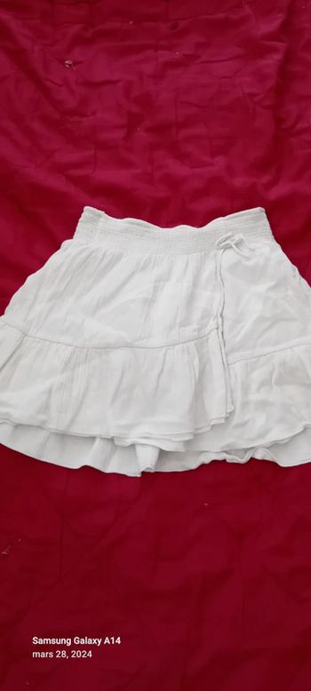 Jupe effet froissé à volants blanche fille 152 cm zara