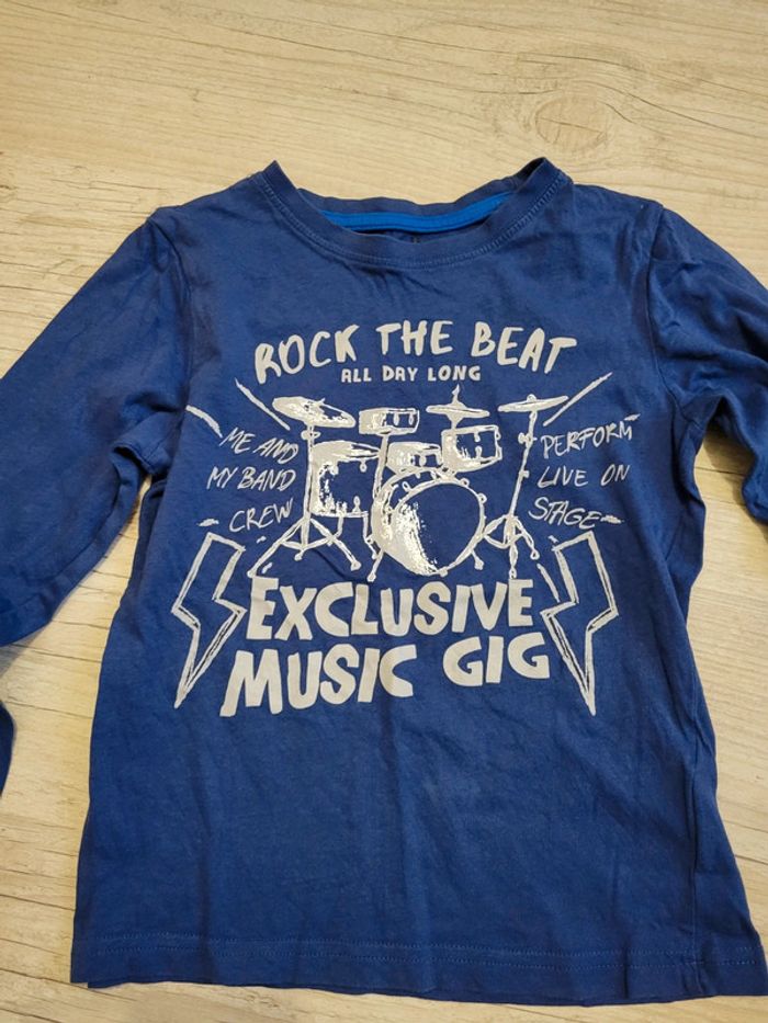 T shirt manches longues bleu guitare