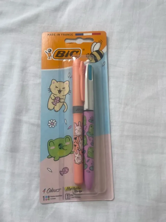 Stylo 4 couleurs + surligneur Kawaii (pastel & classique) - photo numéro 8