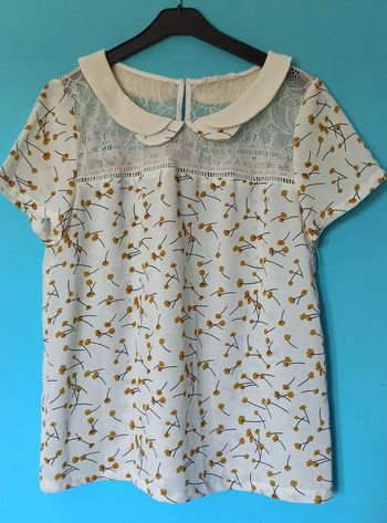 🌸 Blouse dentelle à fleurs avec col claudine taille 40 Charlior 🌸