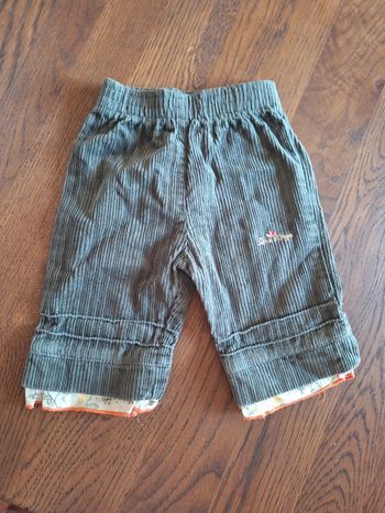 Pantalon velours Kaki Sucre d'orge 3 Mois