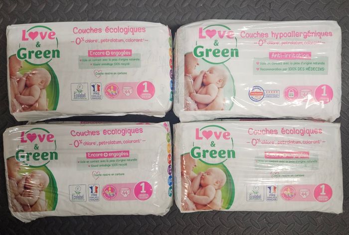 4 paquets de couches love and green taille 1