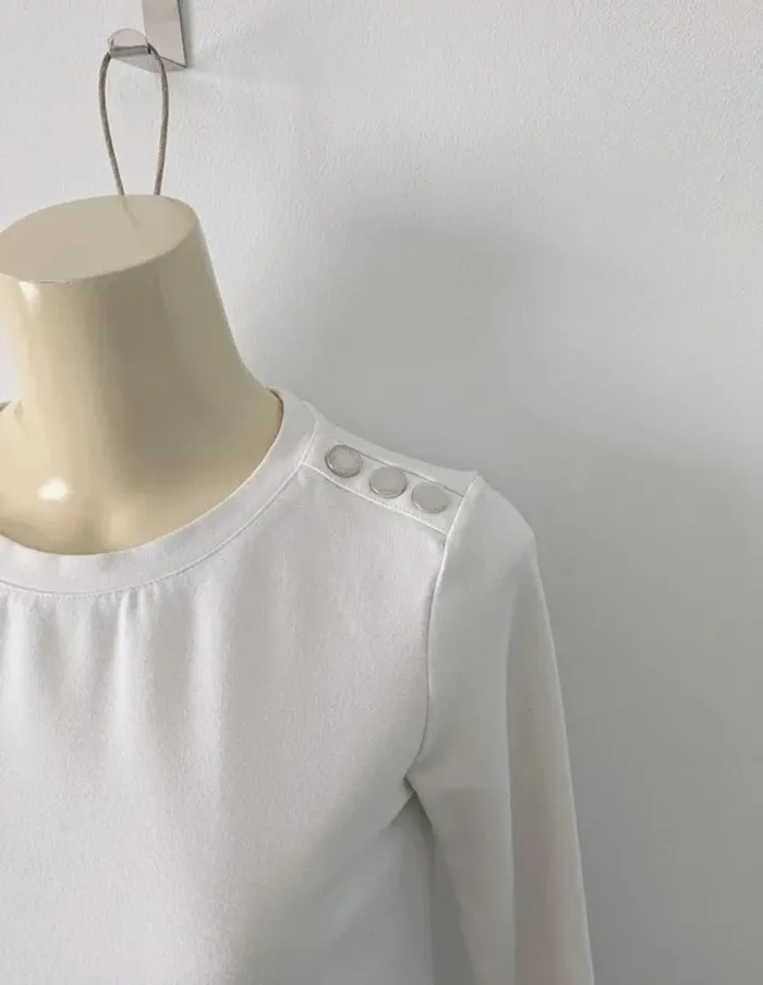 T-shirt blanc manches 3/4 - Caroll - taille XS - photo numéro 2