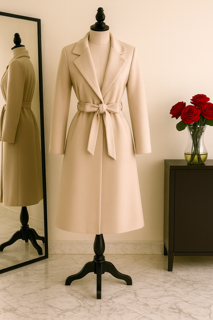 Manteau beige en laine made in France