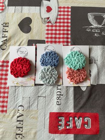 Lot de 5 barrettes en crochet fait à la main par la créatrice Marine A.