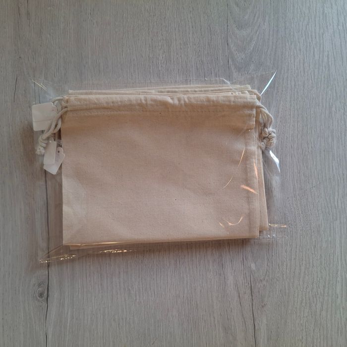 Lots de 3 pochons en coton 20x30 cm crème avec inscriptions fuchsia pailletées - Déesse au Naturel - photo numéro 3