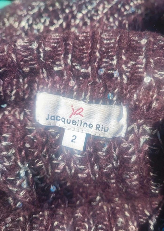 Pull violet pailleté à sequin brillant taille 2 m l  38 40 Jacqueline Riu état impeccable - photo numéro 5