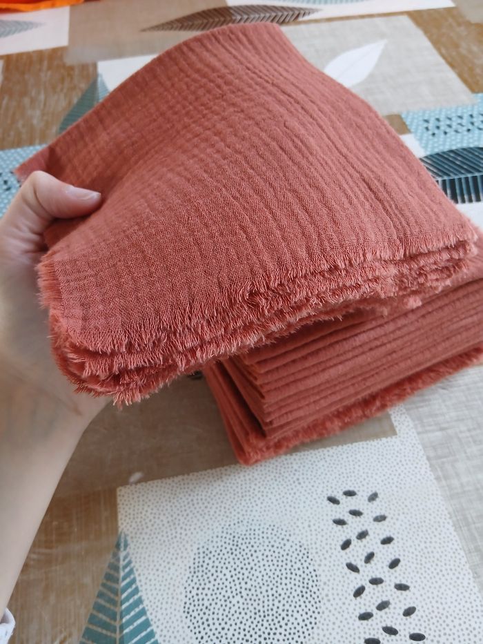 Serviettes de table, double gaze de coton, couleur terracotta, ×50, mariages - photo numéro 2