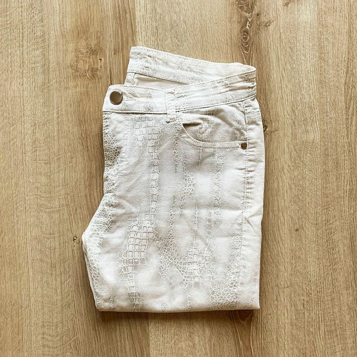 BS Fashion Vintage Slim Jeans Crocodile Pattern Blanc Femme Exclusive Collection (Taille 42)