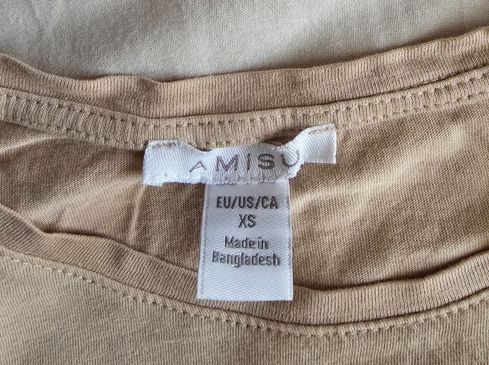 Amisu T-shirt Grateful Brodé Beige Sable Taille XS - photo numéro 4