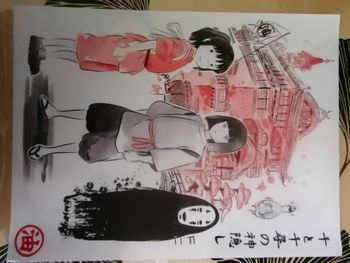 Affiche en tissu Le voyage de chihiro estampe japonaise studio Ghibli