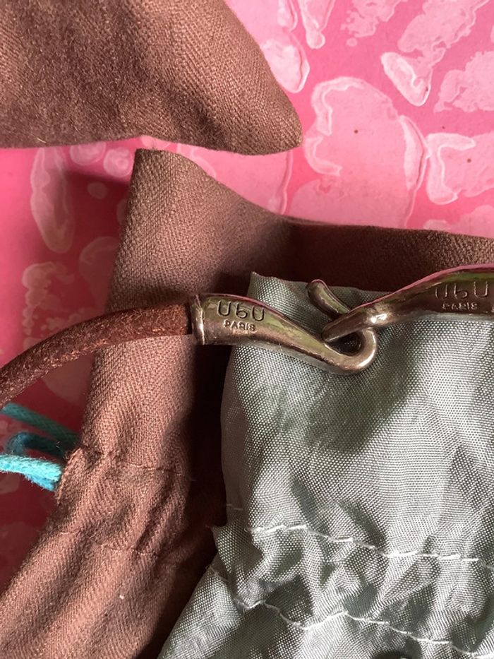 Parure collier et boucles d’oreilles dormeuses pâte de verre cuir et étain - photo numéro 2