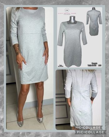 🩶 Robe droite gris clair à manches 3/4 – Bonprix – Taille 36/38 SOLDÉ -70% (vidéo portée dispo ) 🩶