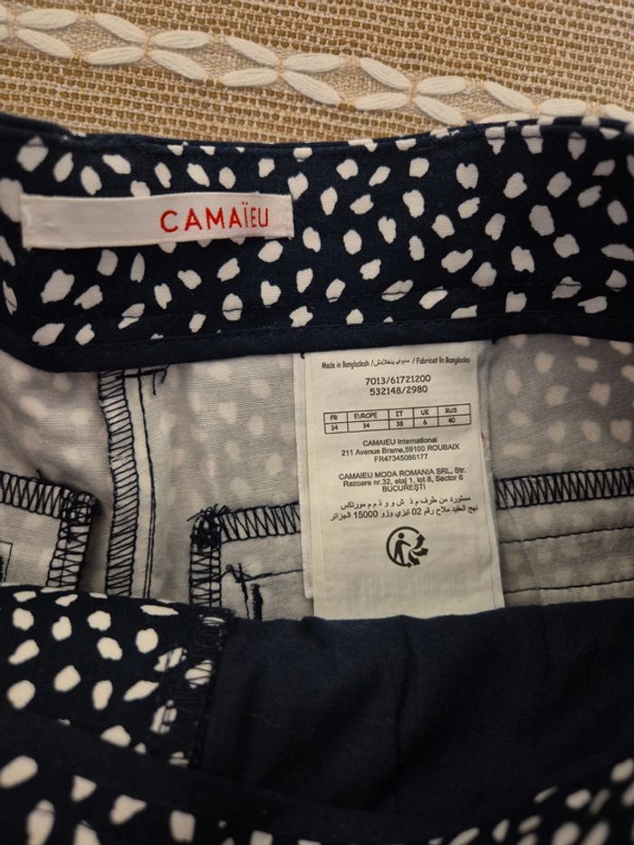 Short Camaïeu bleu marine et blanc avec ceinture dorée T34 - photo numéro 2