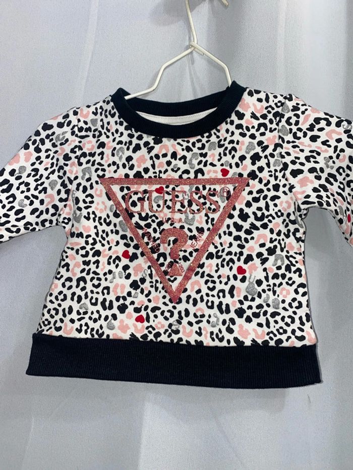 Sweat noir/rose/argenté coton Guess taille 18/24 mois neuf - n20m - photo numéro 2
