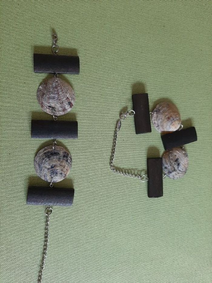 Bracelet neuf coquillage et bois