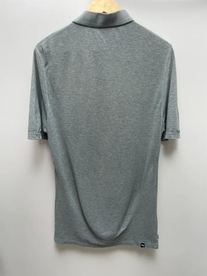 Puma grey tall long polo black embroided logo Mens M - photo numéro 6