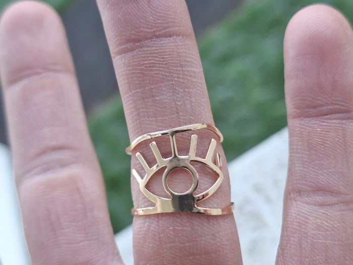 Bague Doré en acier Inoxydable Ajouré design Oeil Bague Ajustables -bague fine - cadeau femme - photo numéro 5