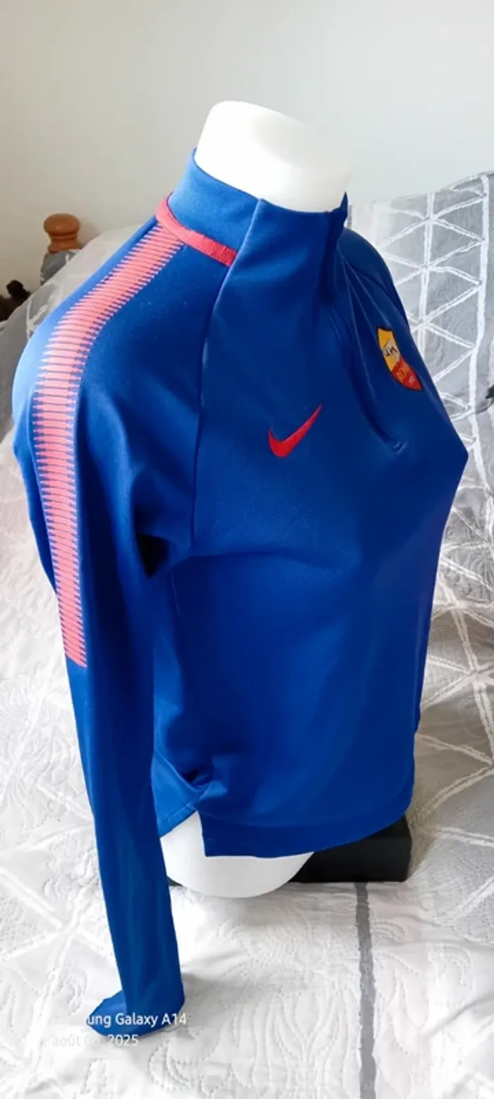 Sweat col zippé manches longues football As Roma nike bleu garçon 10/12 ans nike - photo numéro 2