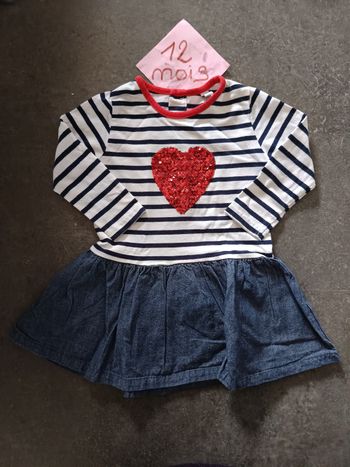 Robe marinière coeur 12 mois 