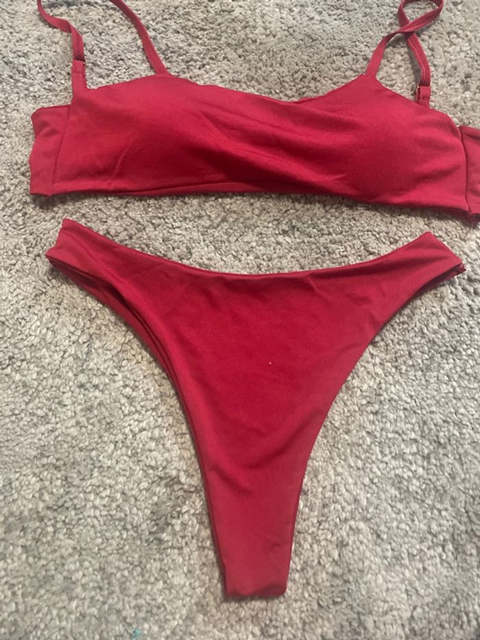 Ensemble maillots 2 pièces bordeaux taille M échancré - photo numéro 5