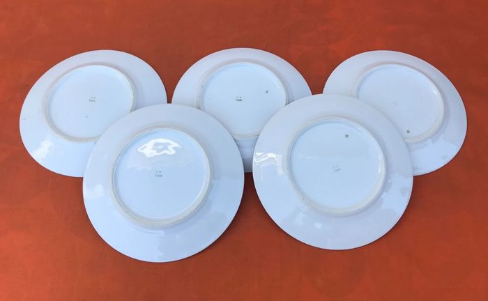 5 assiettes plates anciennes  Porcelaine P.N France - photo numéro 3