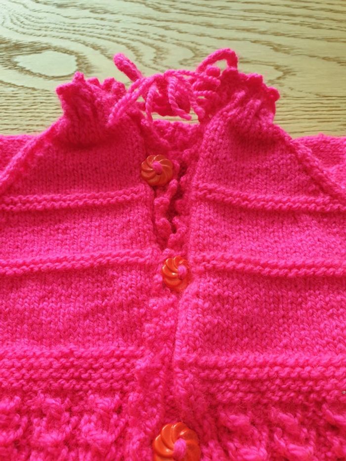 Gilet tricot rose fuchsia - photo numéro 3