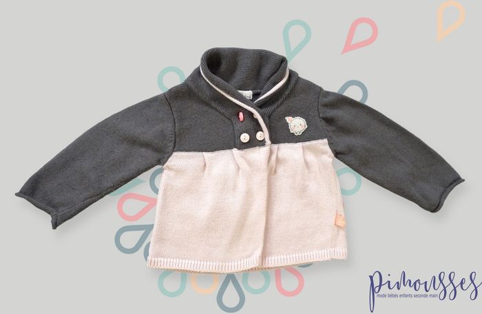 Gilet cardigan tricot rose gris nuage Du Pareil Au Même 6 mois fille