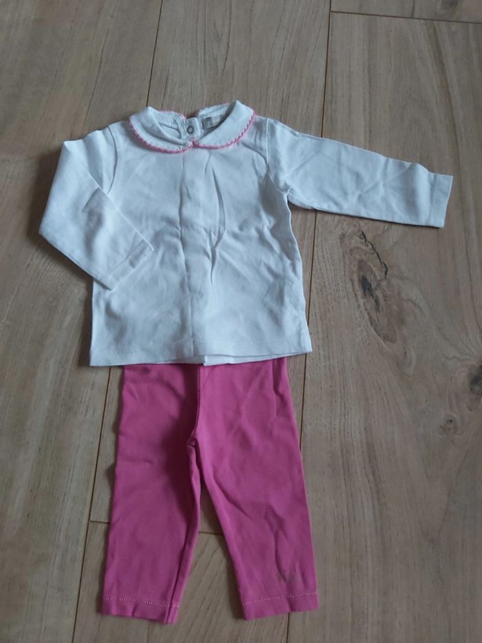 Ensemble tee-shirt avec col Claudine et legging fille 3 mois en très bon état (78)