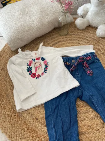 Ensemble t-shirt manche longue et jean