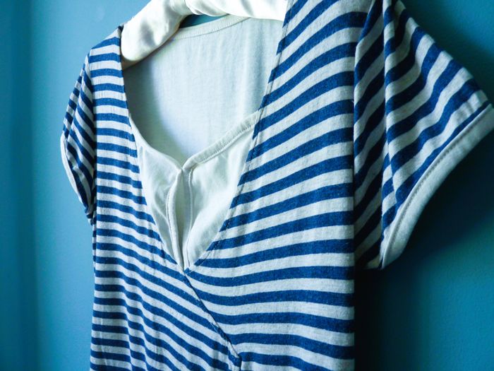 T-shirt kiabi Femme S 36 marinière Blanc Bleu TBE imprimé en superposition