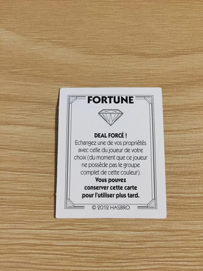 Carte Fortune deal forcé pièce détachée jeu de société Monopoly Millionnaire #A45
