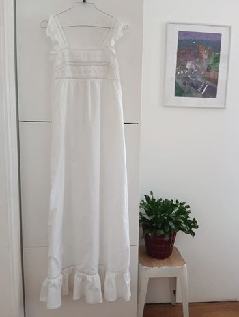 Robe longue vintage chemise de nuit blanche ajourée taille 36