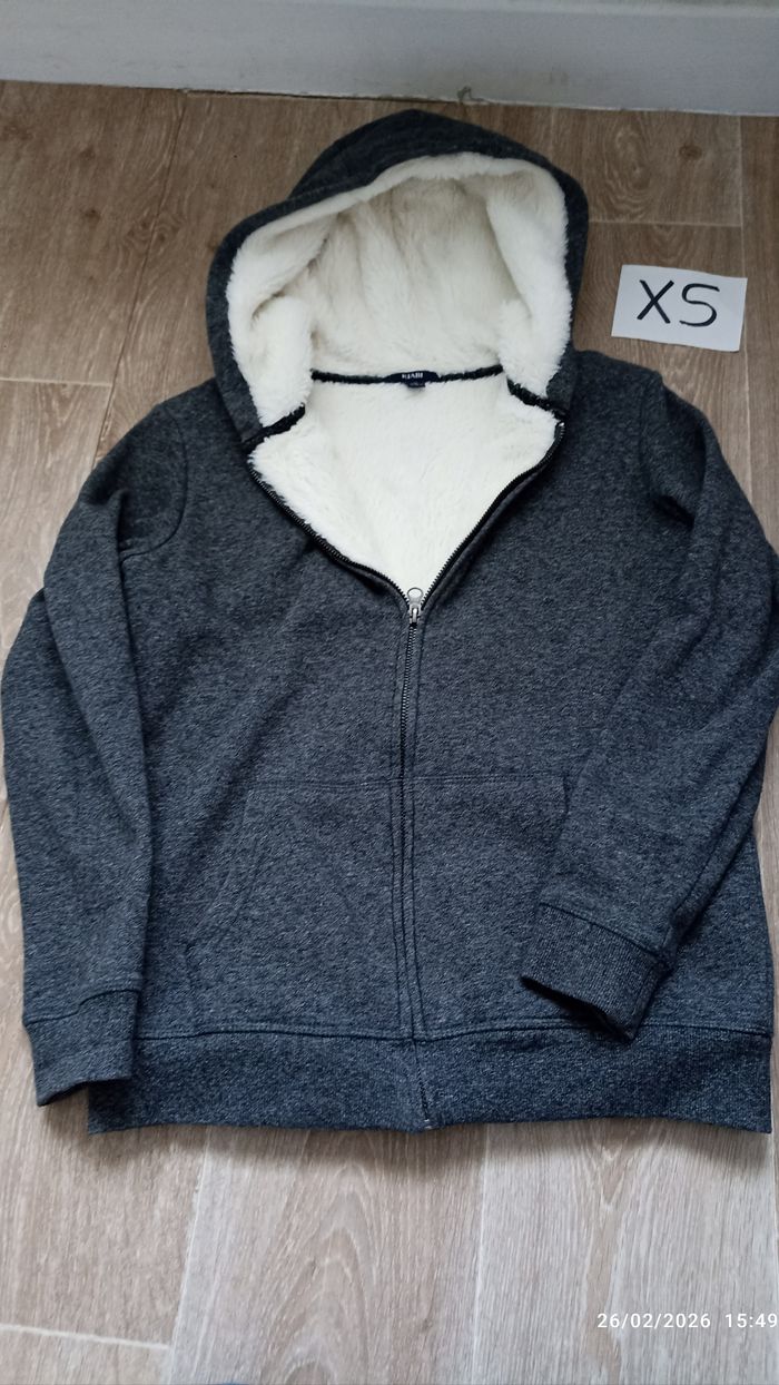 Veste fourrée grise à capuche kiabi XS
