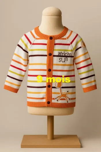 Gilet blanc rayure multicolore Orchestra Taille 9 mois