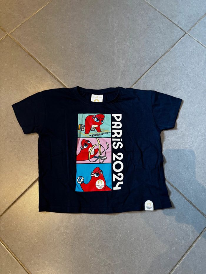 T shirt manches courtes - Paris 2024 - Phrygie / Course - Bleu marine  - 6 ans