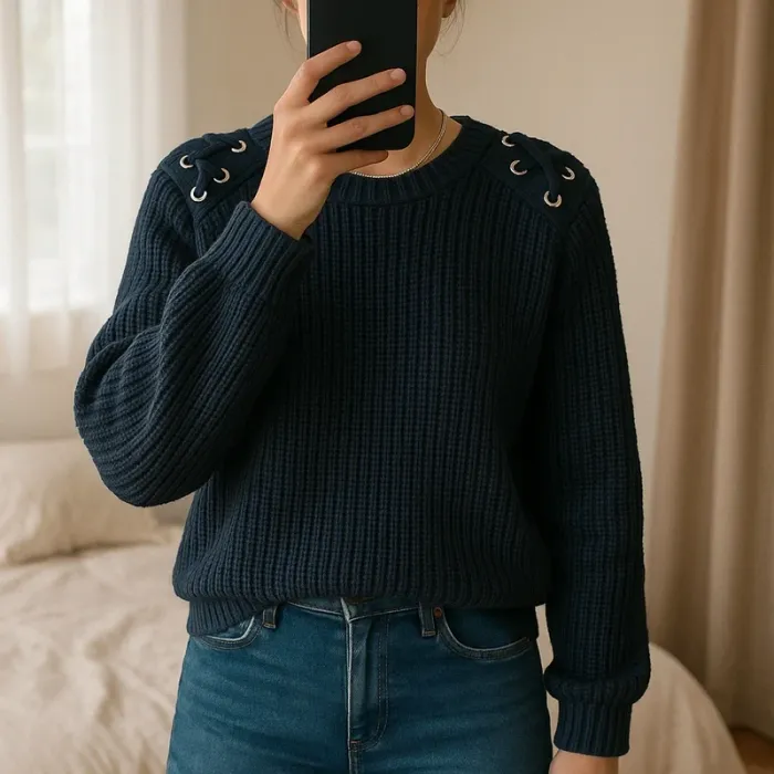 Pull marin femme Kiabi taille M bleu marine